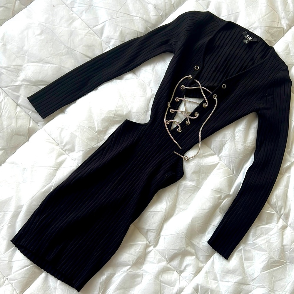 NEW lace up rhinestone cutout sweater dress